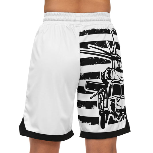 American Flag Helicopter Basketball Shorts — Patriotic AOP Athletic Shorts