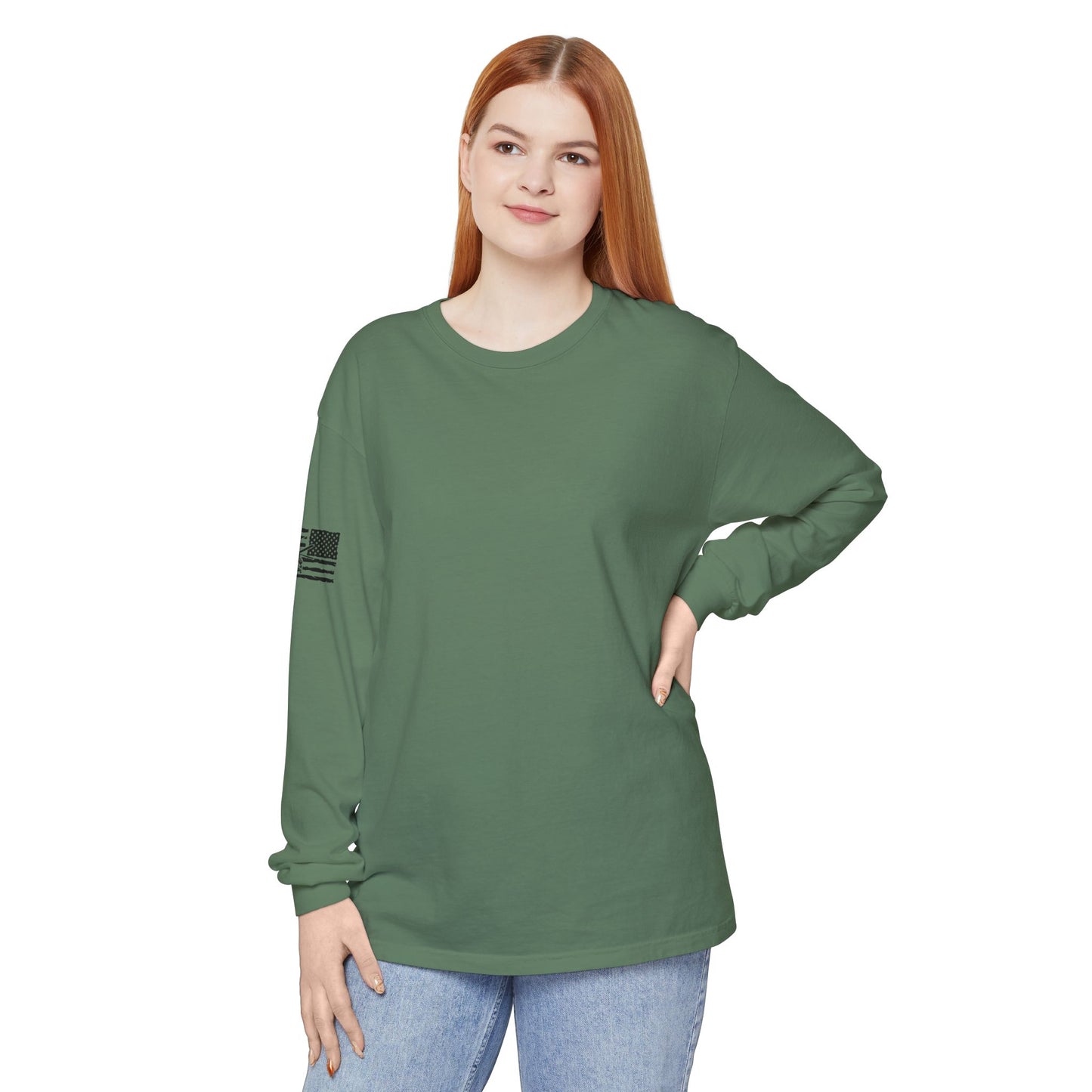 Chinook Helicopter American Flag Long Sleeve Tee