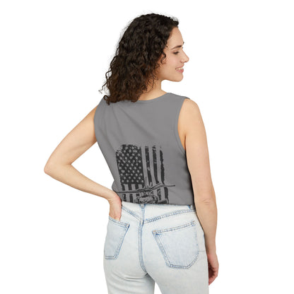 Military Blackhawk Helicopter Flag Tank Top — Vintage USA Rescue Chopper Design