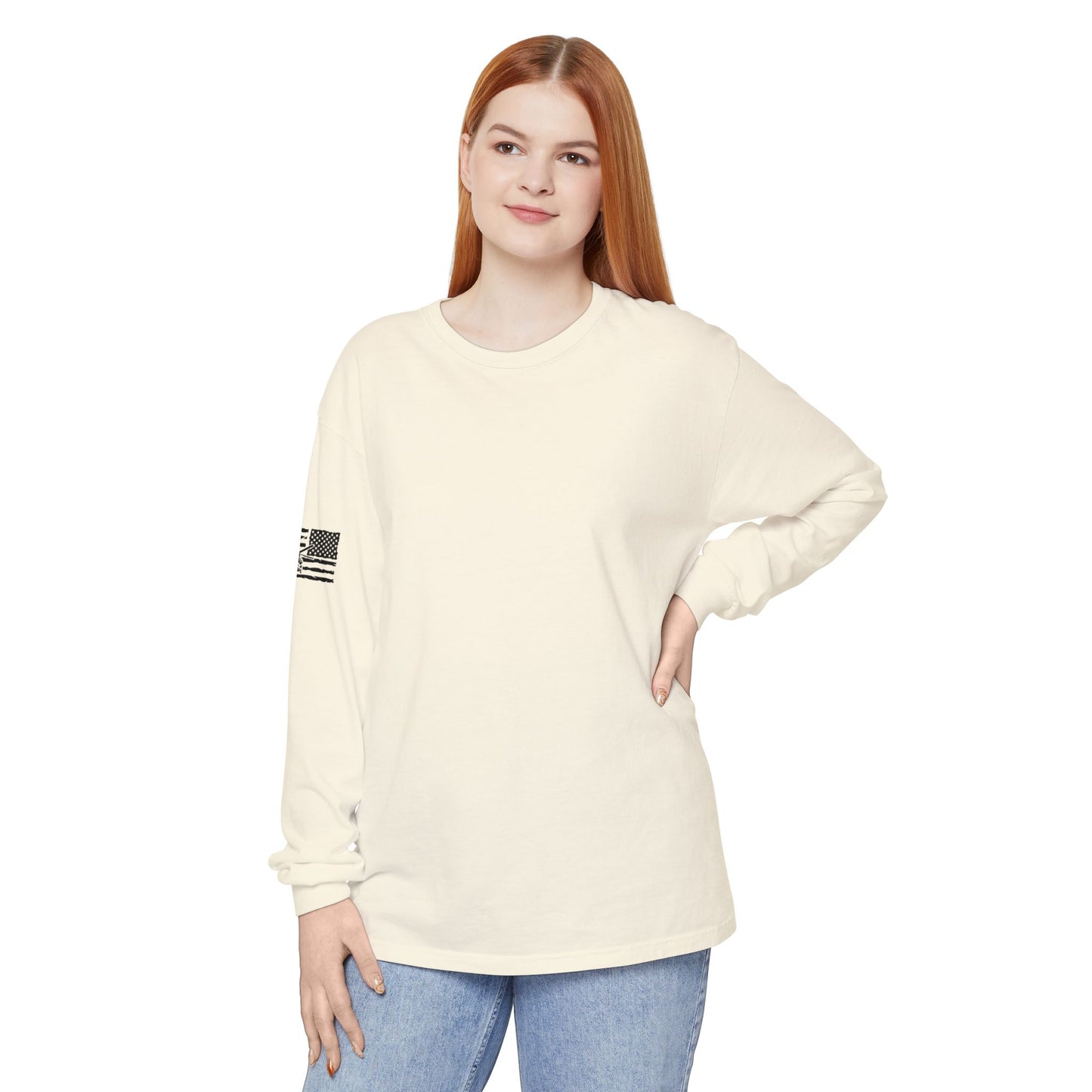 Chinook Helicopter American Flag Long Sleeve Tee