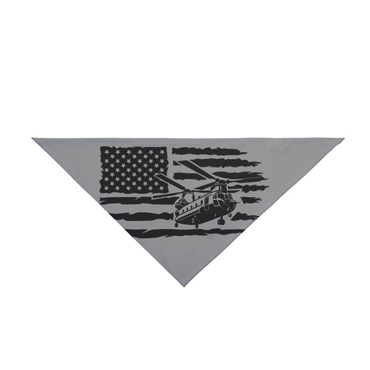American Flag Chinook Helicopter Pet Bandana — Patriotic Dog & Cat Accessory