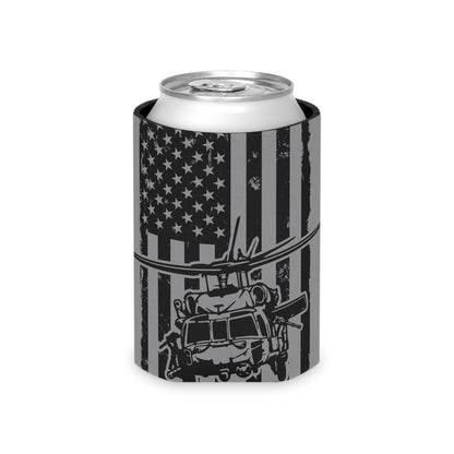 Military Helicopter Can Cooler with Distressed American Flag — Tactical Beer Koozie