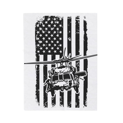 Military Helicopter American Flag Velveteen Plush Blanket