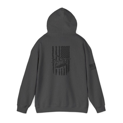 American Flag Chinook Helicopter Hoodie — Distressed USA Military Aviation Sweatshirt