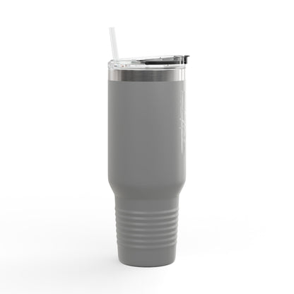40oz Insulated Travel Mug — American Flag with Chinook Helicopter Graphic