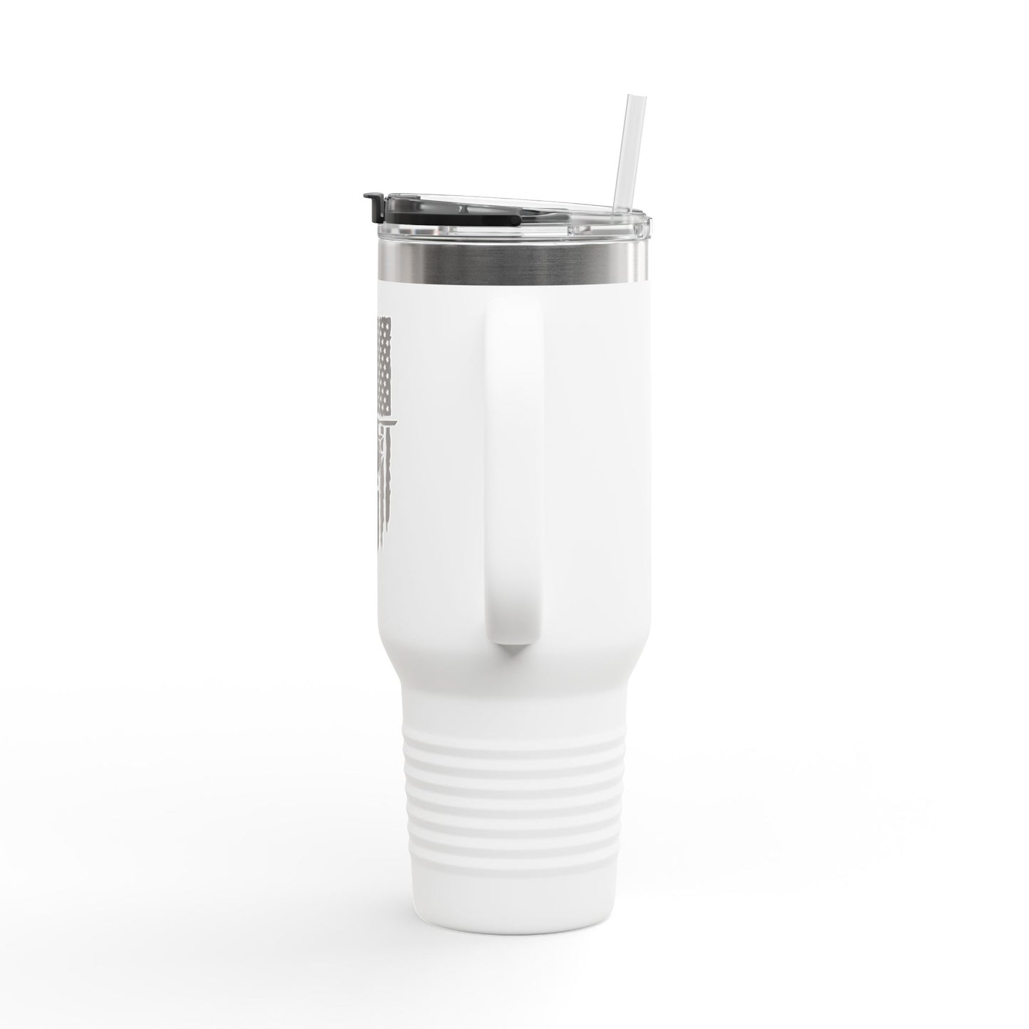 40oz Insulated Travel Mug — American Flag with Chinook Helicopter Graphic