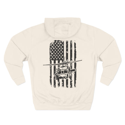Helicopter Rescue Hoodie — Vintage American Flag Airlift Graphic