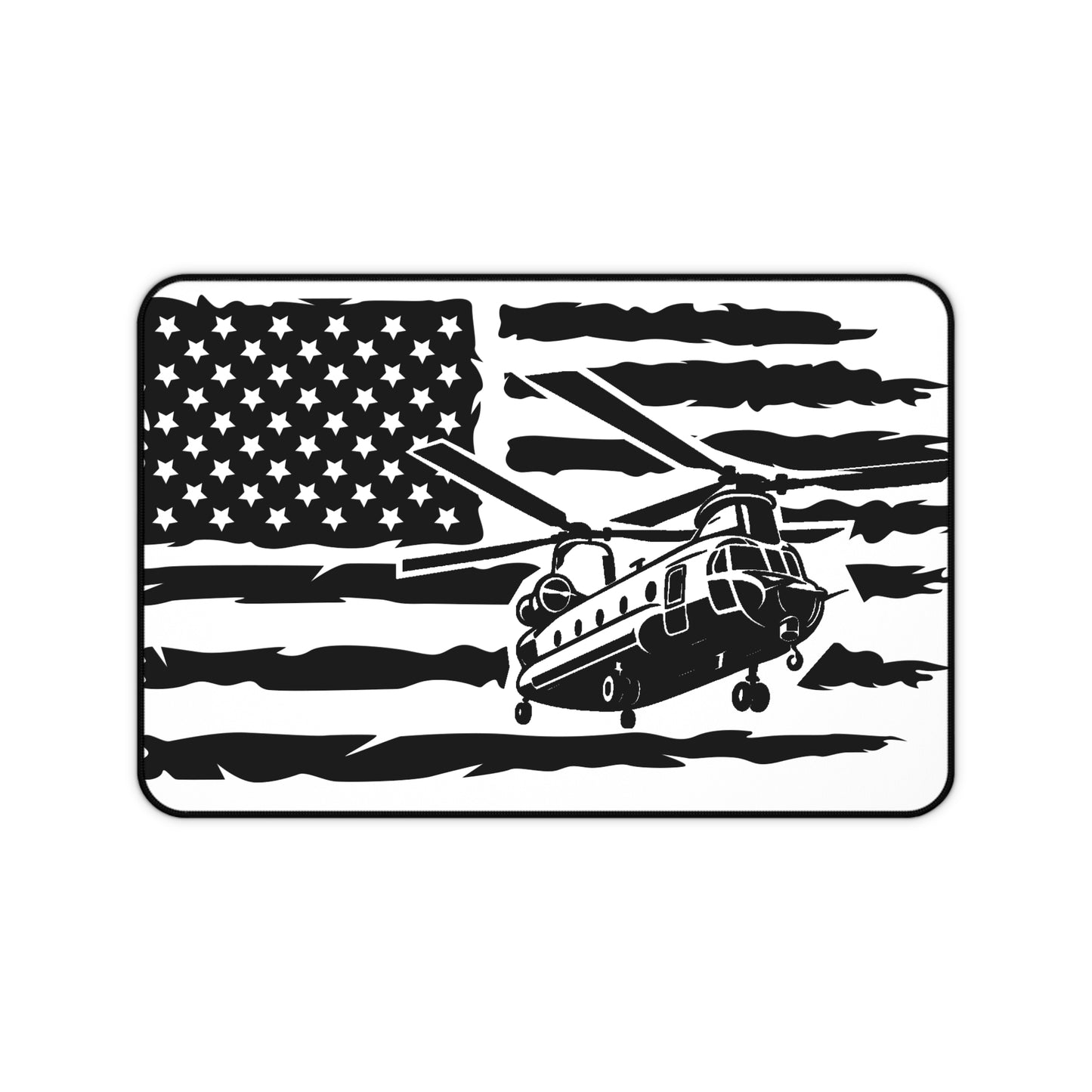 Chinook Helicopter American Flag Desk Mat — Military Aviation Mouse Pad