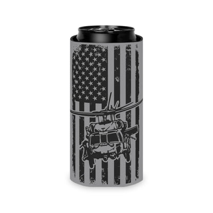 Military Helicopter Can Cooler with Distressed American Flag — Tactical Beer Koozie