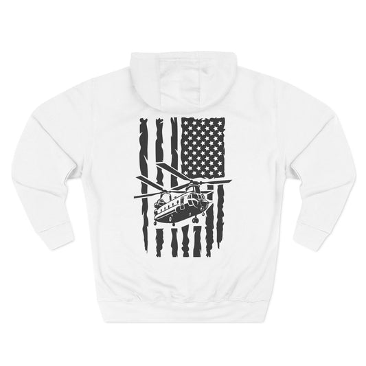 Military Helicopter Hoodie — Tactical CH-47 Chinook Flag Design