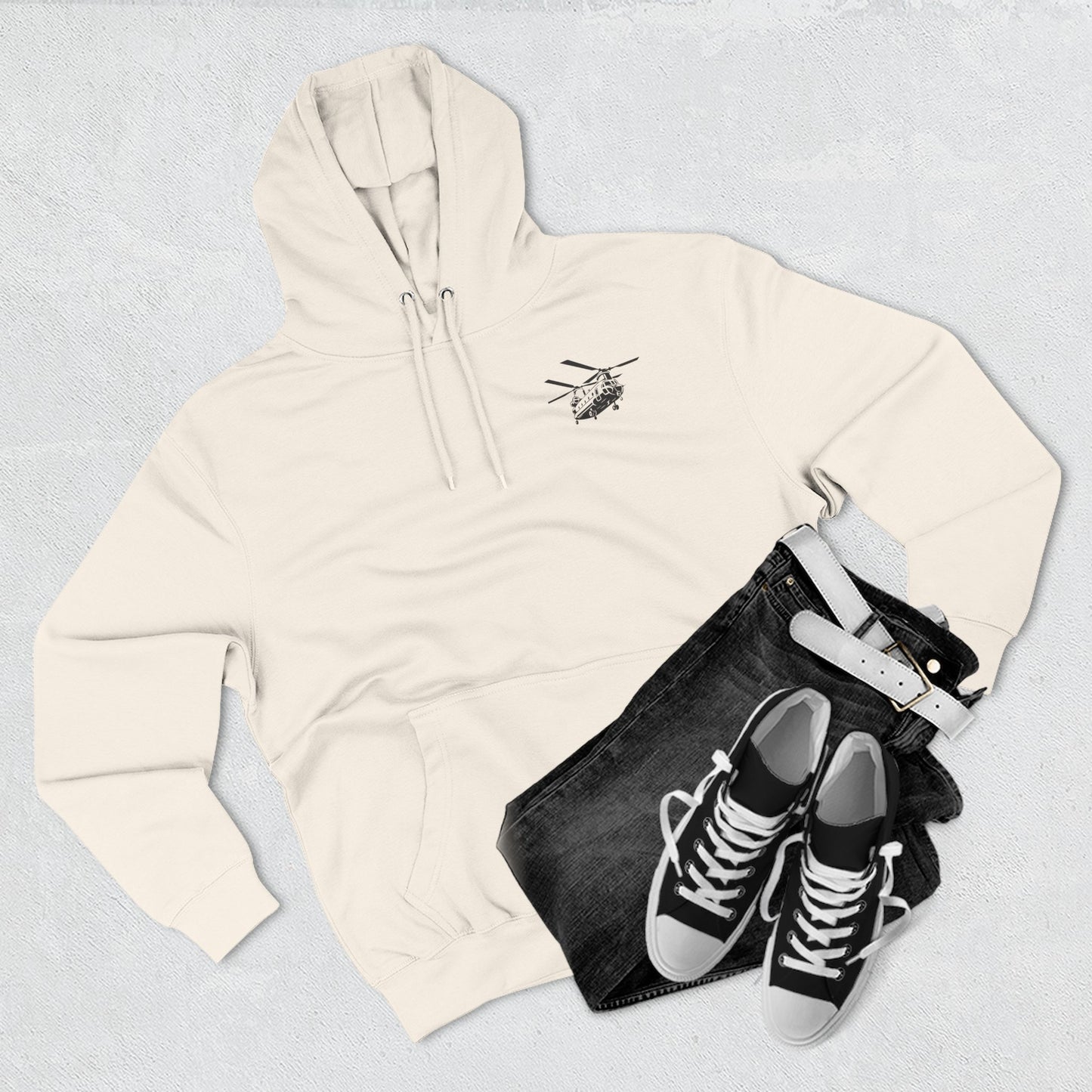 Military Helicopter Hoodie — Tactical CH-47 Chinook Flag Design