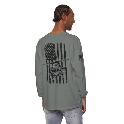 Blackhawk Helicopter Flag Long Sleeve Tee