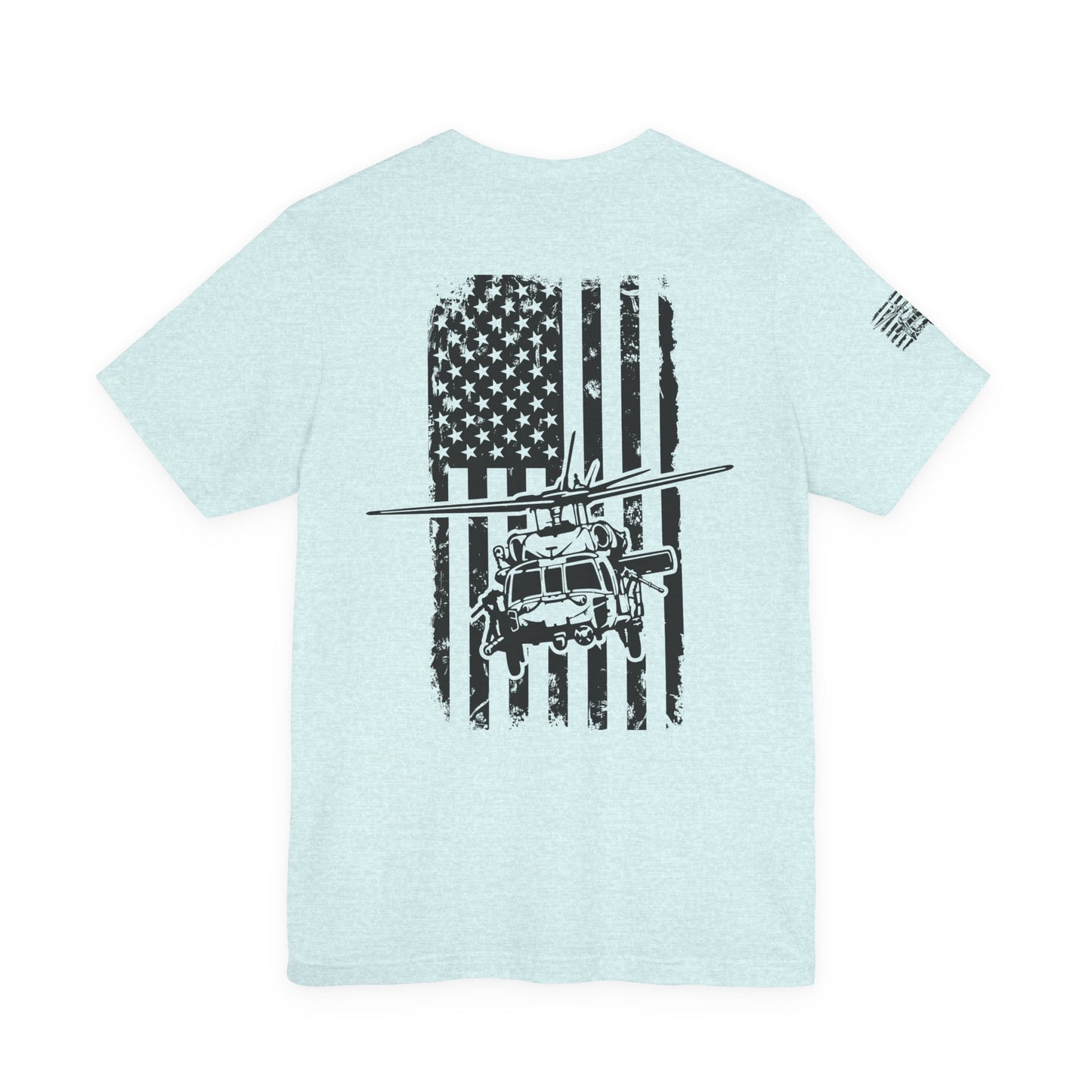 Blackhawk Helicopter American Flag Tee — Military Aviation Graphic T-Shirt