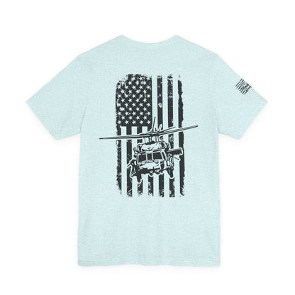 Blackhawk Helicopter American Flag Tee — Military Aviation Graphic T-Shirt