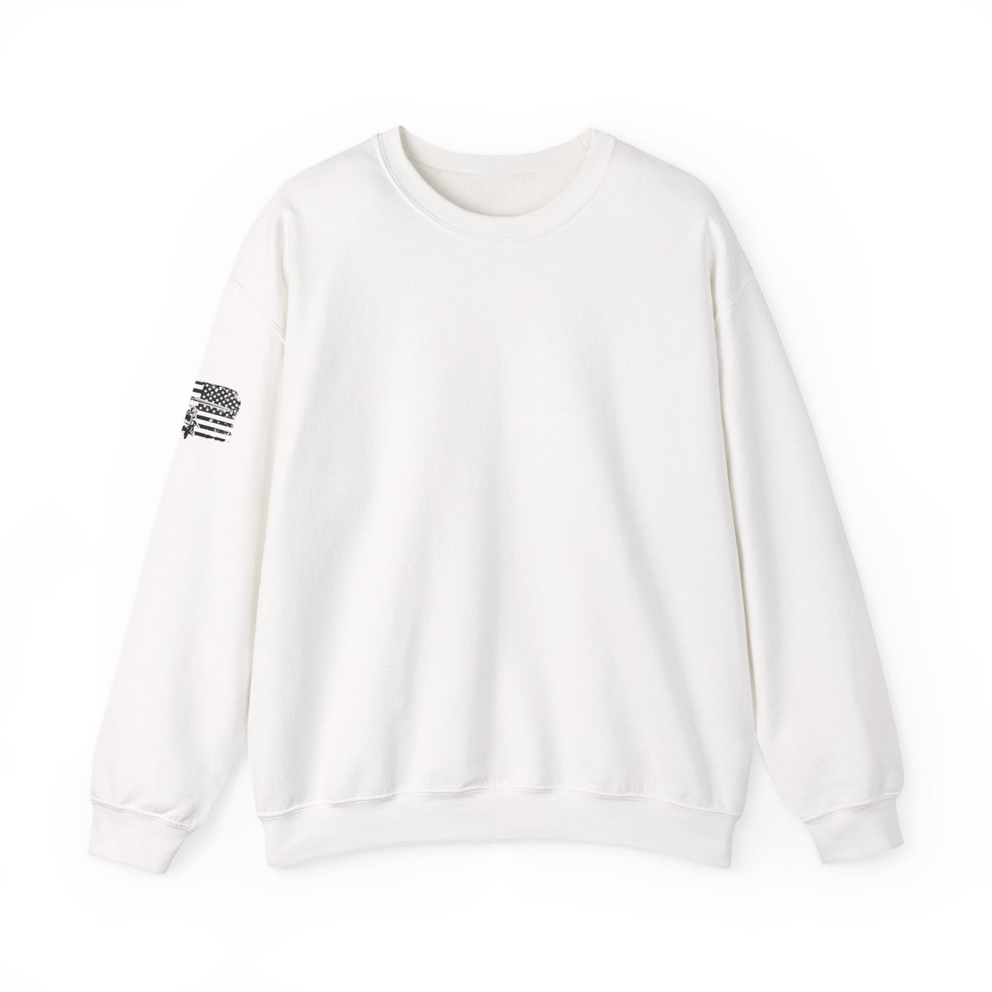 Crewneck Sweatshirt - American Flag Blackhawk Helicopter Graphic (Back Print)