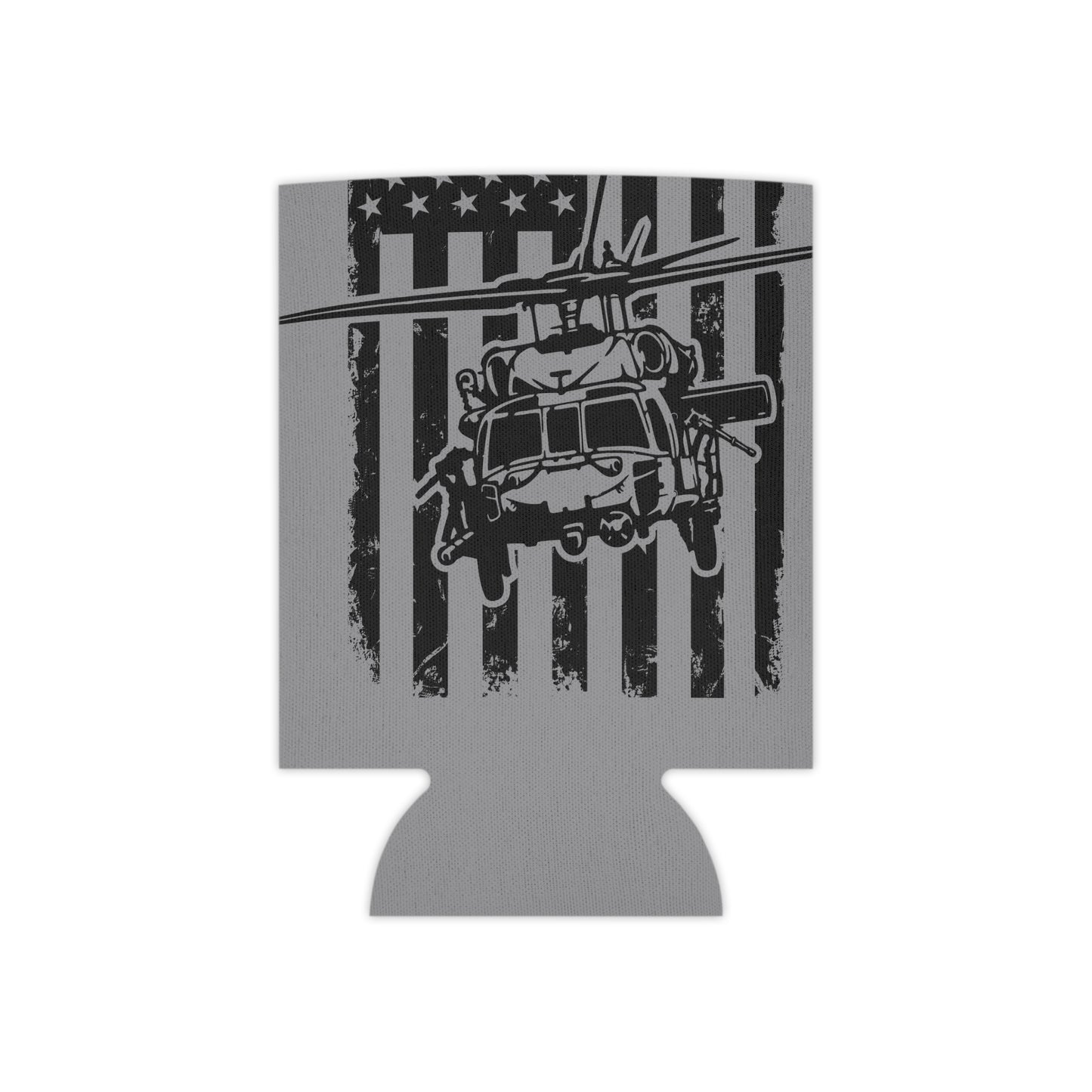 Military Helicopter Can Cooler with Distressed American Flag — Tactical Beer Koozie