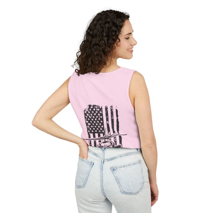 Military Blackhawk Helicopter Flag Tank Top — Vintage USA Rescue Chopper Design