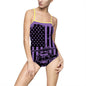 American Flag Blackhawk Helicopter One-Piece Swimsuit — Patriotic Beachwear for Women