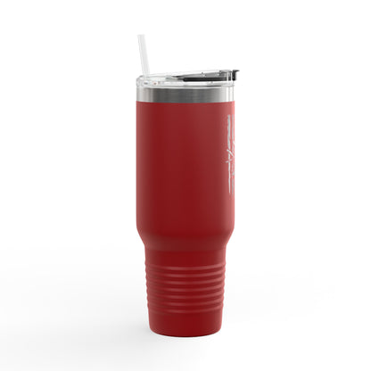 40oz Insulated Travel Mug — American Flag with Chinook Helicopter Graphic