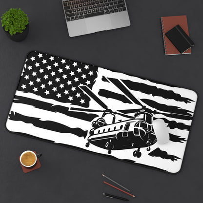 Chinook Helicopter American Flag Desk Mat — Military Aviation Mouse Pad