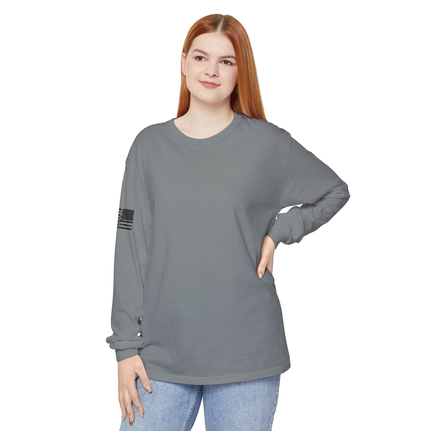 Chinook Helicopter American Flag Long Sleeve Tee