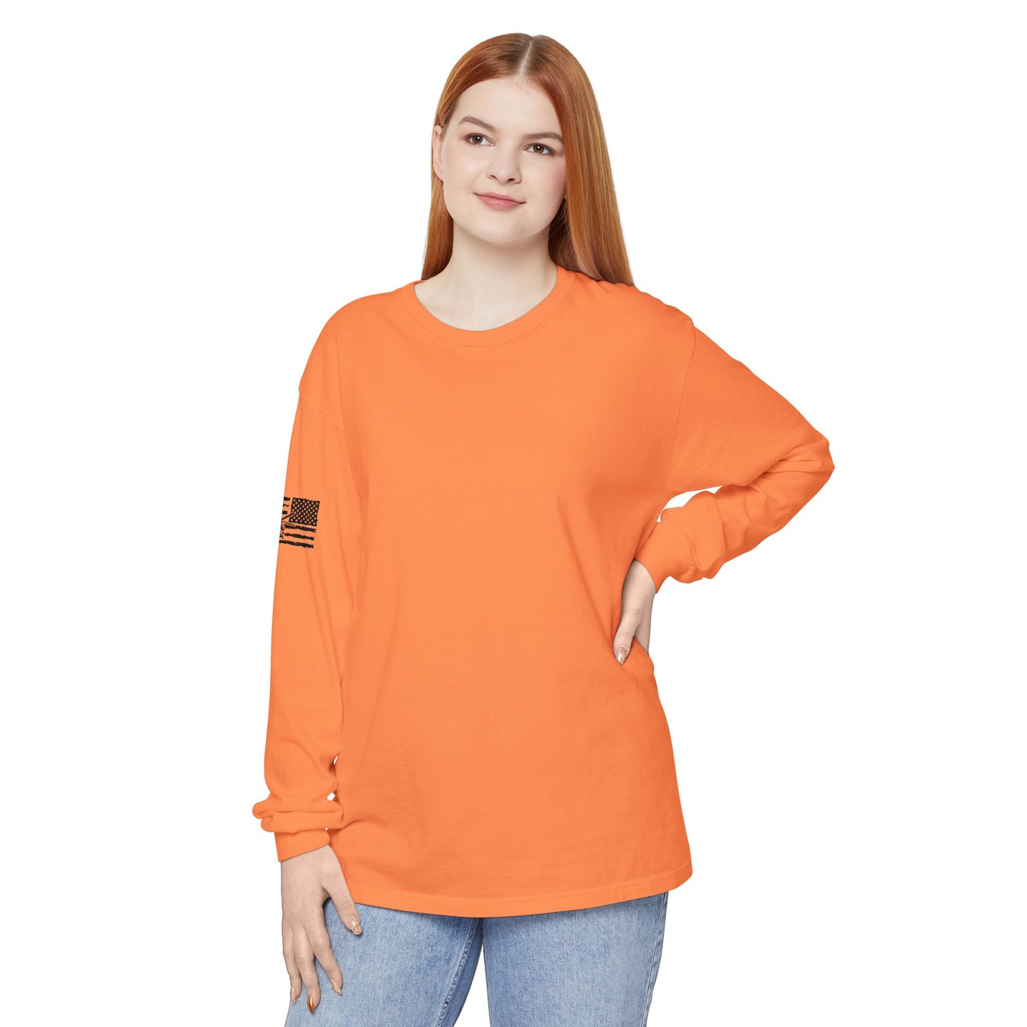 Chinook Helicopter American Flag Long Sleeve Tee