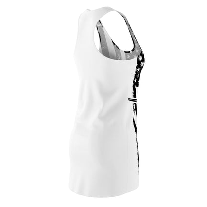 American Blackhawk Helicopter Racerback Dress — Patriotic Black & White Military Design