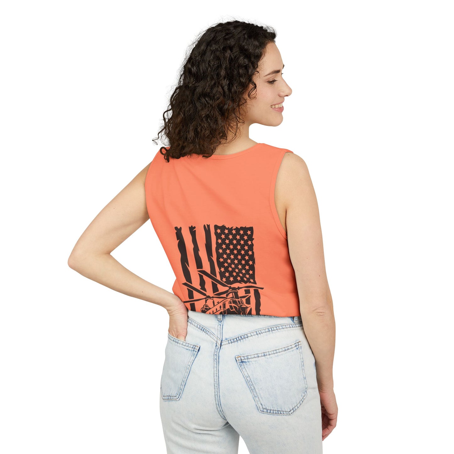 Chinook Helicopter Flag Tank Top — Vintage USA Rescue Chopper Design