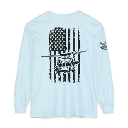 Blackhawk Helicopter Flag Long Sleeve Tee
