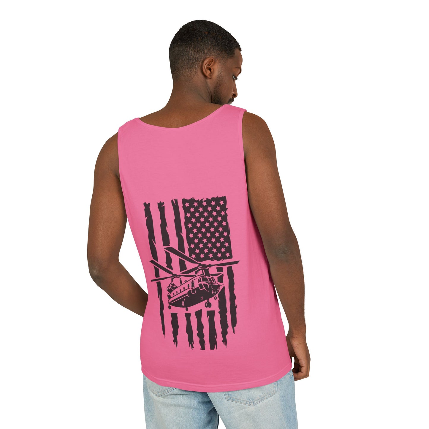 Chinook Helicopter Flag Tank Top — Vintage USA Rescue Chopper Design