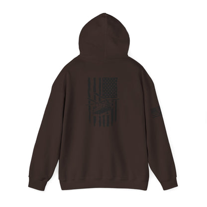American Flag Chinook Helicopter Hoodie — Distressed USA Military Aviation Sweatshirt