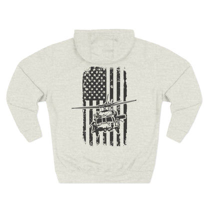 Helicopter Rescue Hoodie — Vintage American Flag Airlift Graphic