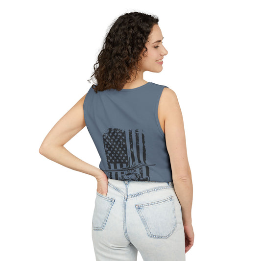 Military Blackhawk Helicopter Flag Tank Top — Vintage USA Rescue Chopper Design