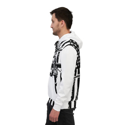 Military Helicopter Flag Hoodie – Black & White Army Aviation Graphic