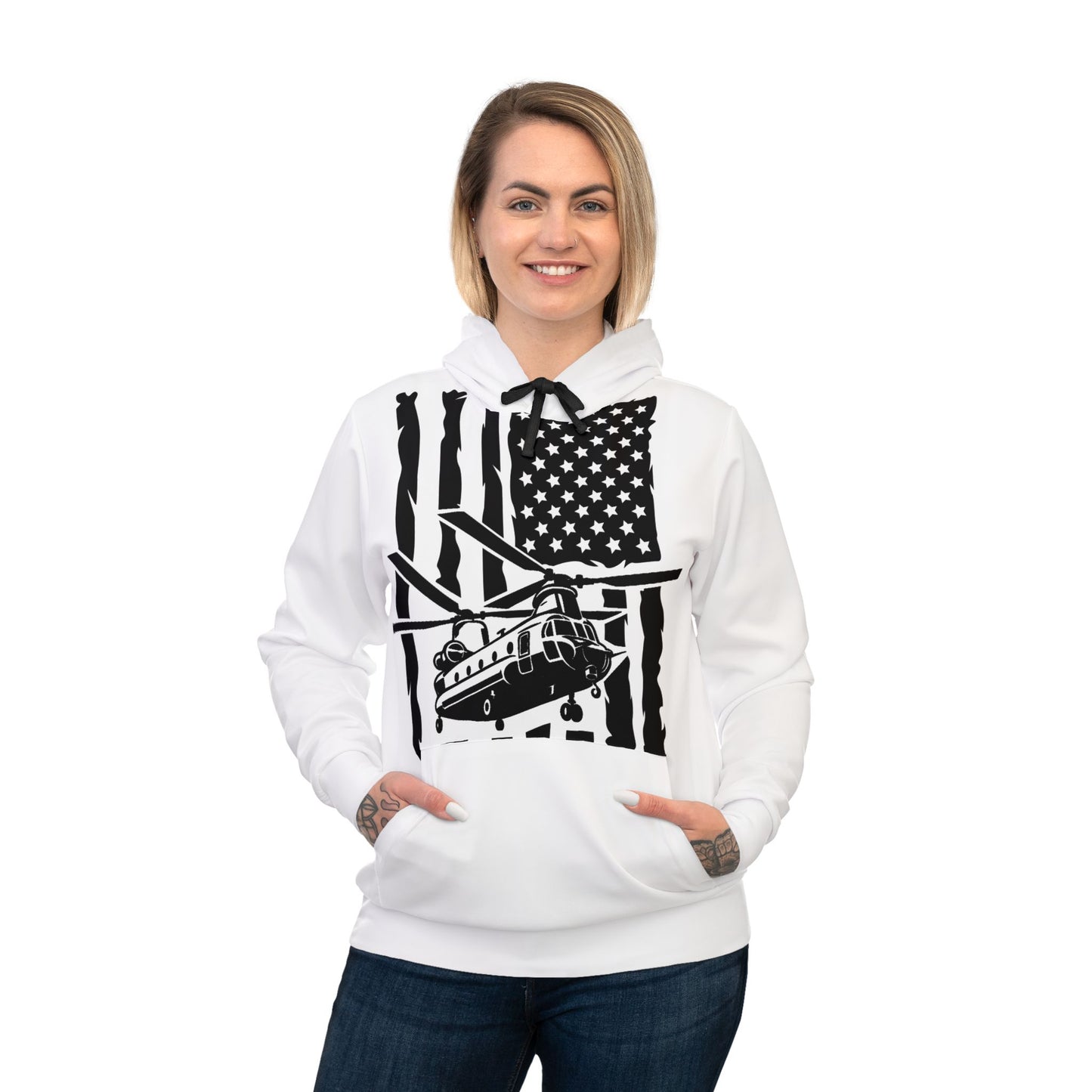 Chinook Helicopter American Flag Hoodie