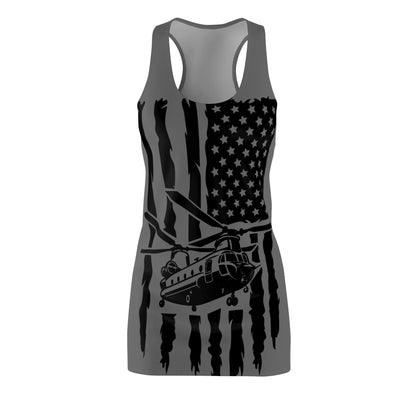 American Flag Helicopter Racerback Dress – Military Chinook Tribute Dress