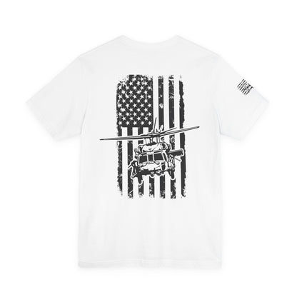 Blackhawk Helicopter American Flag Tee — Military Aviation Graphic T-Shirt
