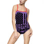 American Flag Blackhawk Helicopter One-Piece Swimsuit — Patriotic Beachwear for Women