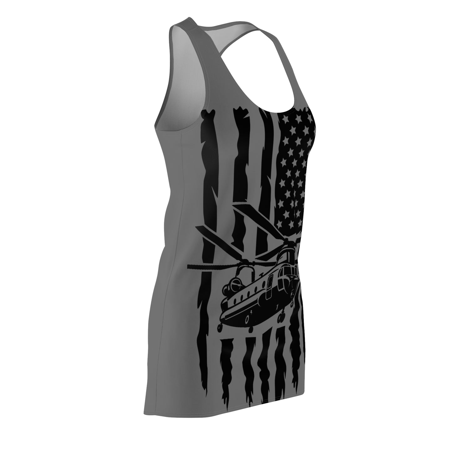 American Flag Helicopter Racerback Dress – Military Chinook Tribute Dress