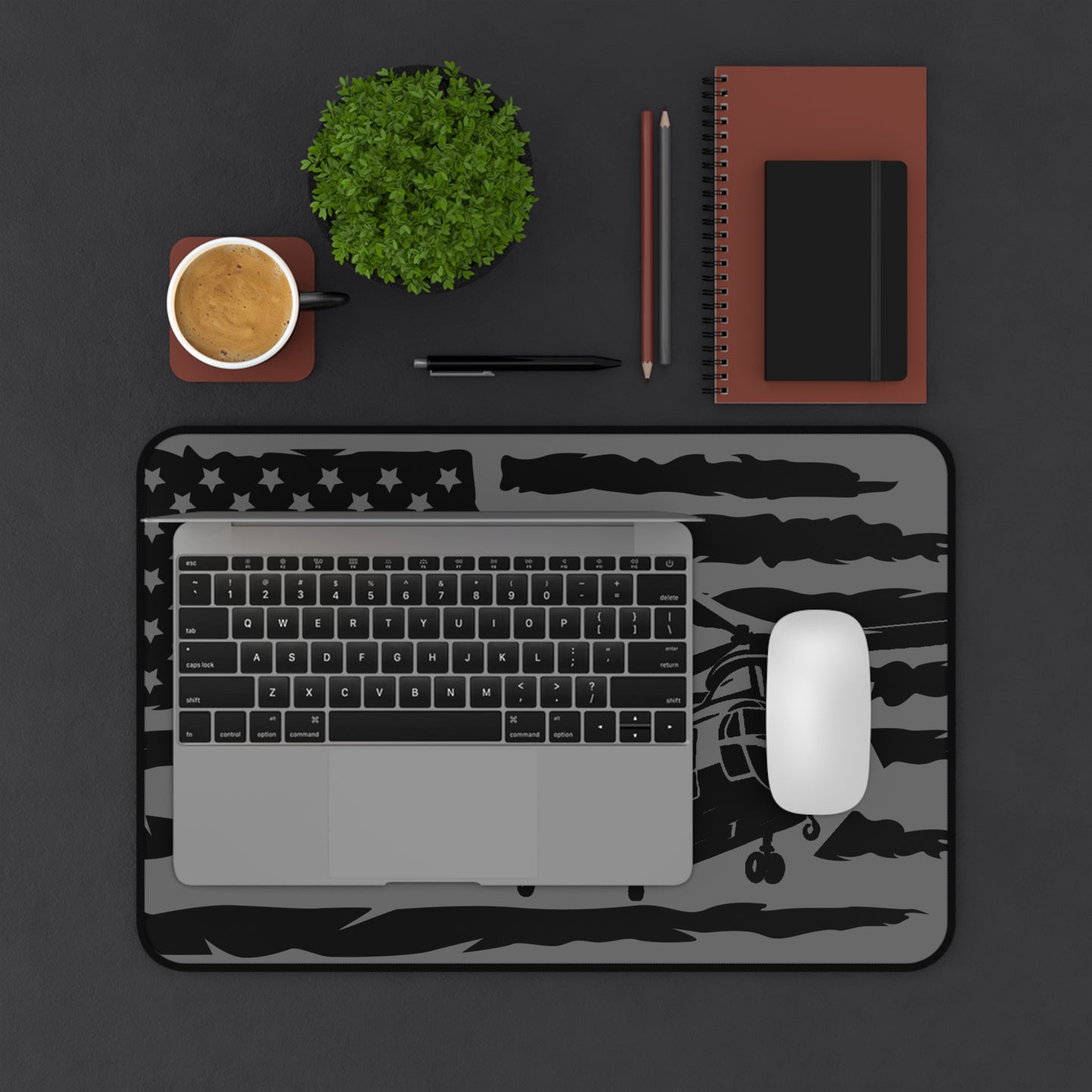 Chinook Military Helicopter Desk Mat — American Flag Chopper Mouse Pad