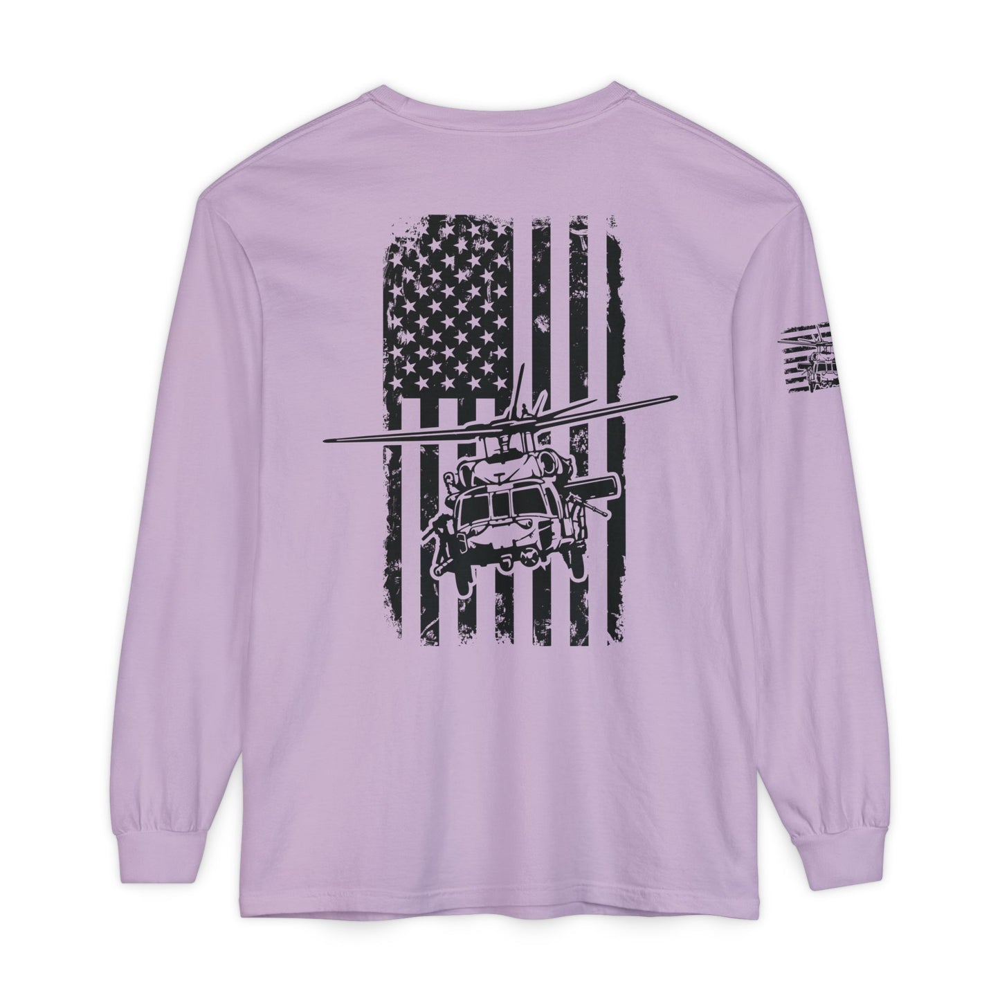 Blackhawk Helicopter Flag Long Sleeve Tee