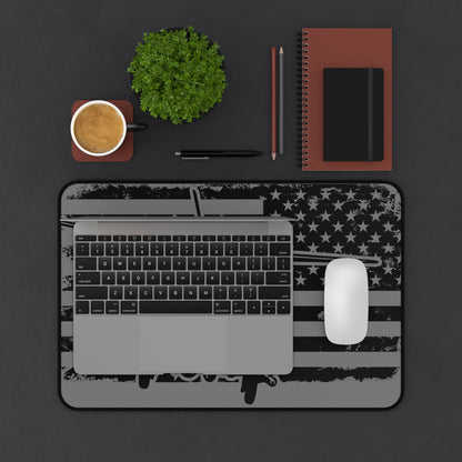 Blackhawk Helicopter American Flag Desk Mat — Military Pilot Gaming Desk Pad