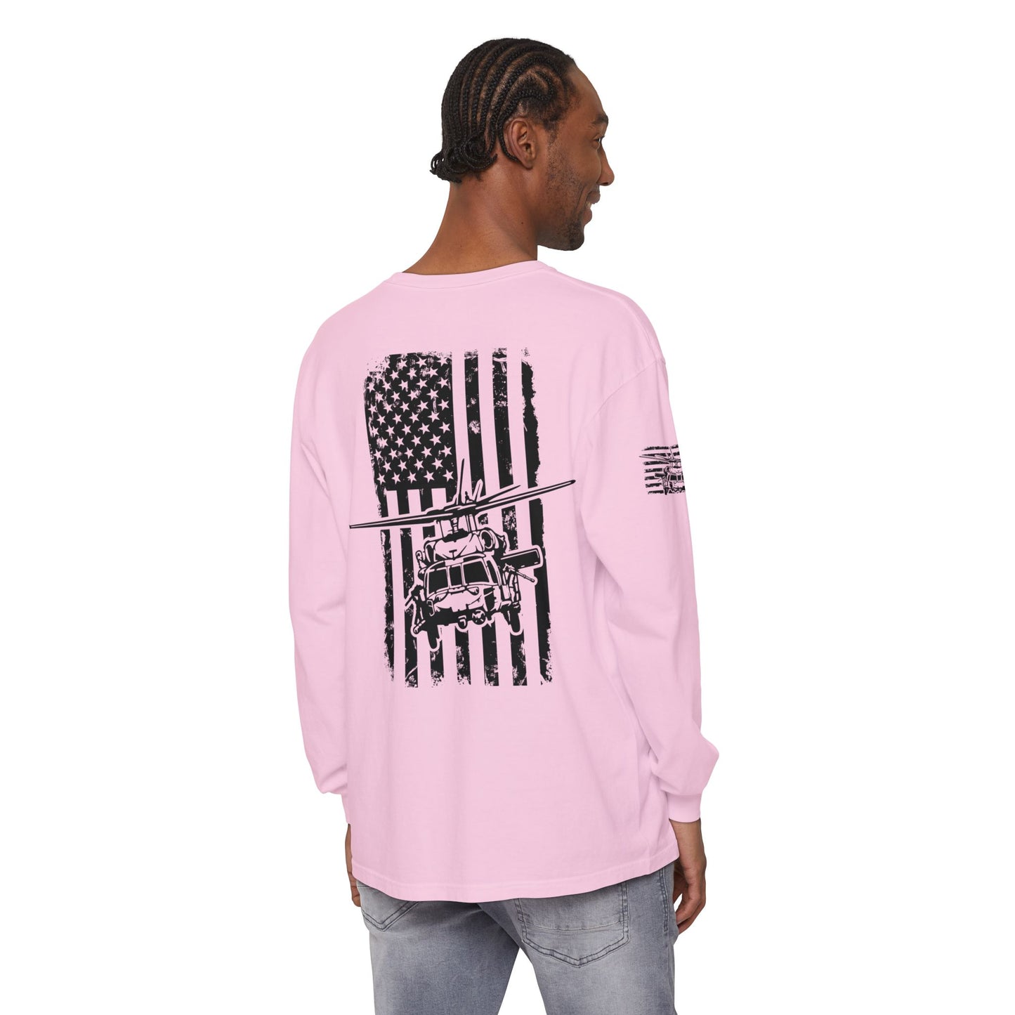 Blackhawk Helicopter Flag Long Sleeve Tee