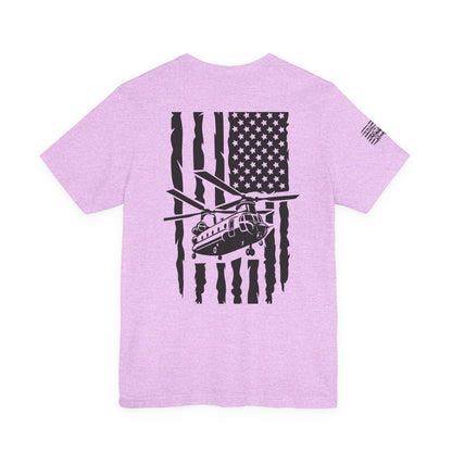 Chinook Helicopter American Flag Tee — Military Aviation Graphic T-Shirt