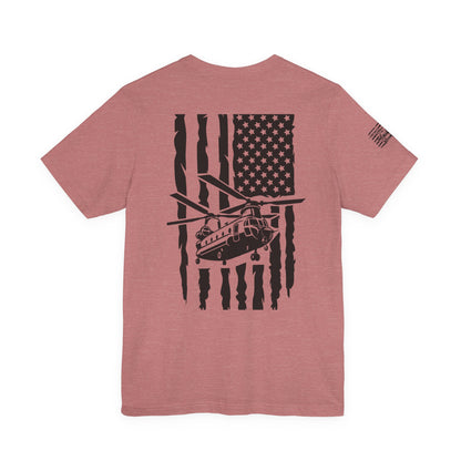 Chinook Helicopter American Flag Tee — Military Aviation Graphic T-Shirt