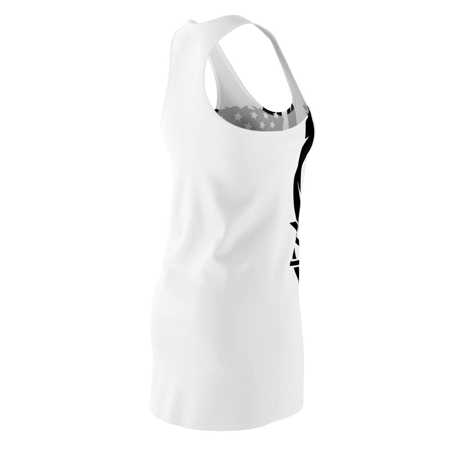 Racerback Dress — Monochrome US Flag with Chinook Graphic