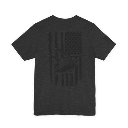 Chinook Helicopter American Flag Tee — Military Aviation Graphic T-Shirt