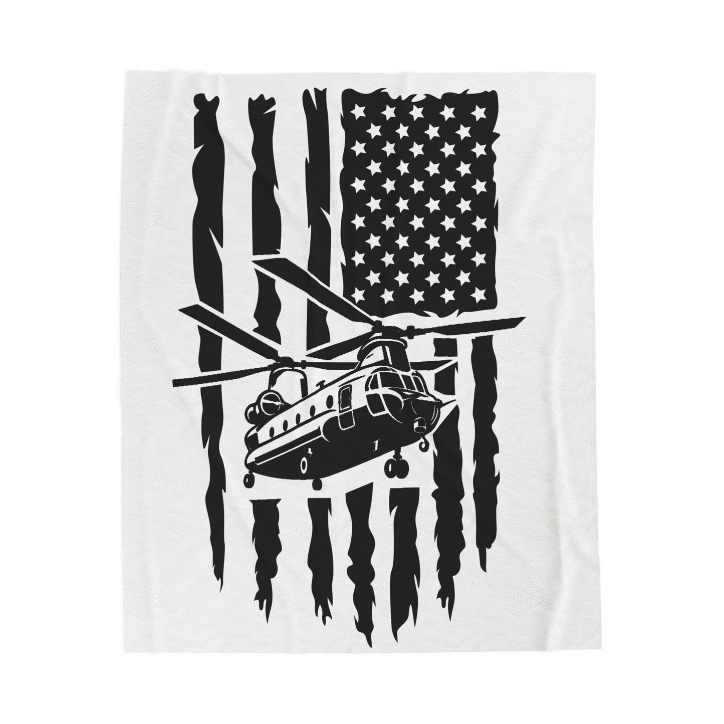 Military Chinook Helicopter American Flag Velveteen Plush Blanket