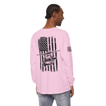Blackhawk Helicopter Flag Long Sleeve Tee