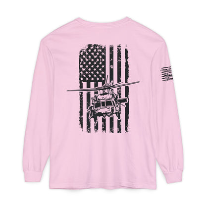 Blackhawk Helicopter Flag Long Sleeve Tee